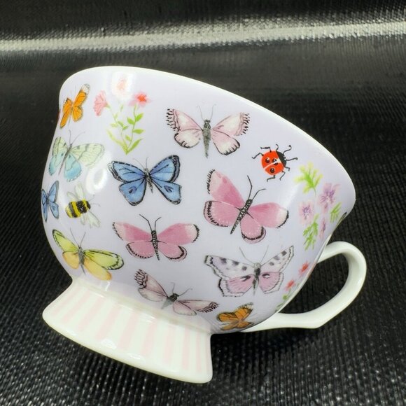 Harvest Green Studio Multicolor Butterfly Pattern Bone China Teacup Saucer Set - Picture 11 of 14